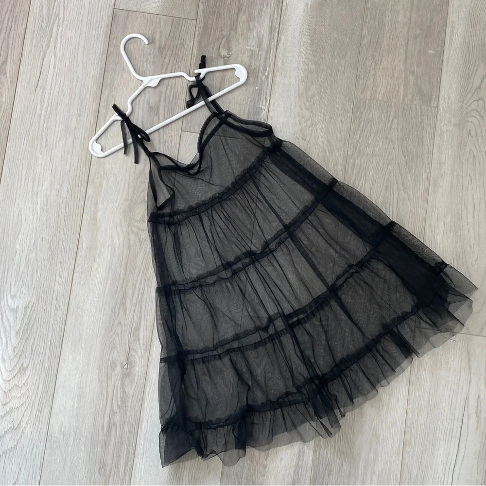 Choupette Mesh Dress sleeveless tiered girls Black (size 3-4T) layered party